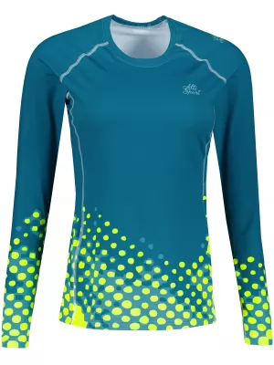Frauen funktionales t -Shirt mit langen Ärmeln Premium ALTISPORT VOJ/ALW109TR03 EMERALD/FLUO GELB