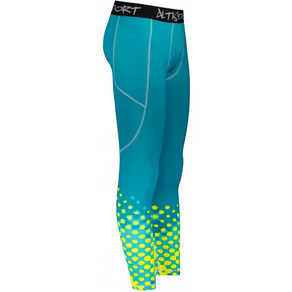  Lange Premium-Sportleggings für Herren ALTISPORT VOJ/ALM109LEG01 SMARAGD-FLUO 