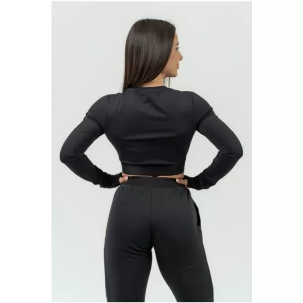 Damen-Crop-Top mit langen Ärmeln INTENSE Perform 839 BLACK Nebbia 
