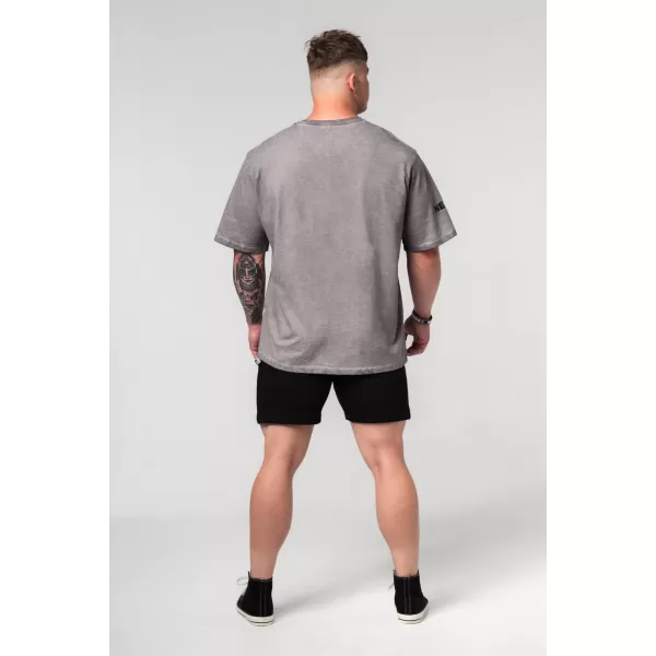  Schweres T-Shirt aus ausgewaschener Baumwolle GRIND 370 LIGHT GREY Nebbia 