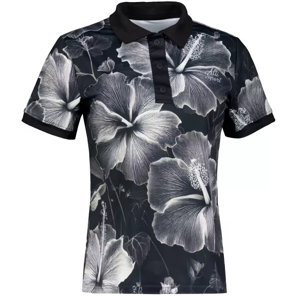  Frauenfunktional T -Shirt mit Premiumkragen ALTISPORT VOJ/ALW102TR05 SCHWARZ UND WEIß 