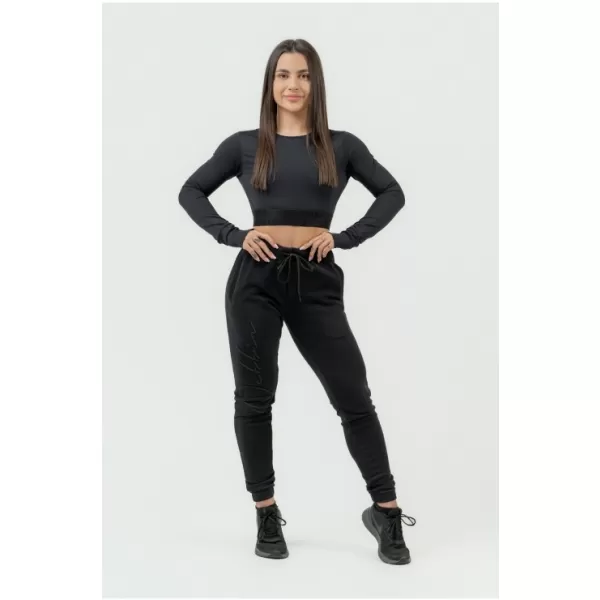  Damen-Crop-Top mit langen Ärmeln INTENSE Perform 839 BLACK Nebbia 