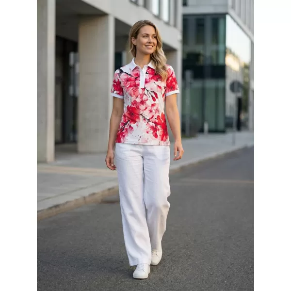  Frauenfunktional T -Shirt mit Premiumkragen ALTISPORT VOJ/ALW102TR05 ROSA/WEIß 