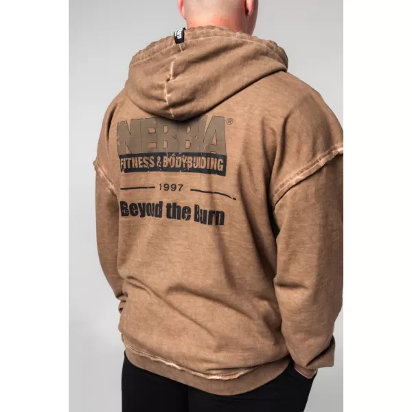  Ausgewaschenes Sweatshirt mit Reißverschluss GYM BRO 362 HELLBRAUN Nebbia 