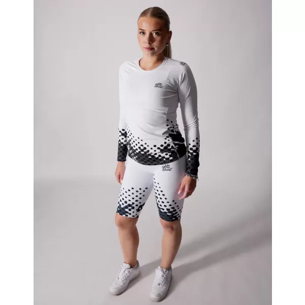  Frauen funktionales t -Shirt mit langen Ärmeln Premium ALTISPORT VOJ/ALW109TR03 WEIß -UND -SCHWARZ 