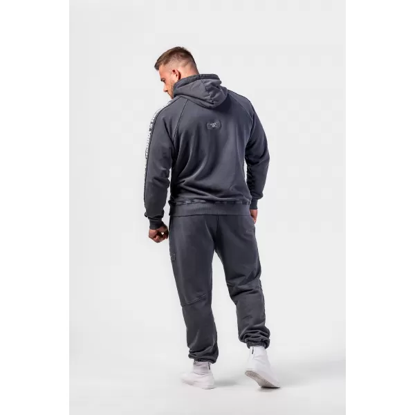  Gewaschener Kapuzenpullover HERITAGE 793 BLACK Nebbia 
