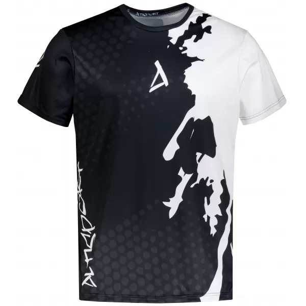  Männer funktionaler T -Shirt Premium ALTISPORT VOJ/ALM112TR01 SCHWARZ-WEIß 
