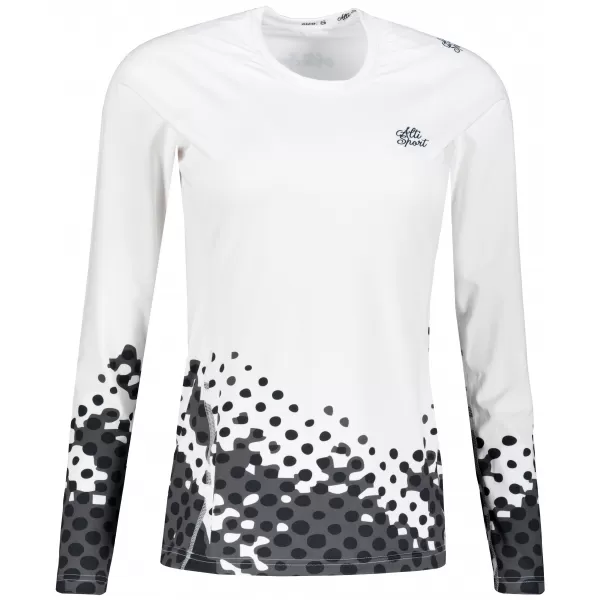  Frauen funktionales t -Shirt mit langen Ärmeln Premium ALTISPORT VOJ/ALW109TR03 WEIß -UND -SCHWARZ 