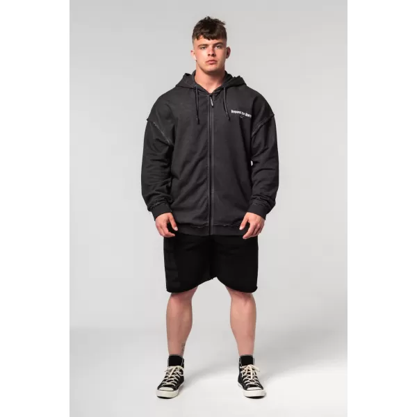  Ausgewaschenes Sweatshirt mit Reißverschluss GYM BRO 362 BLACK Nebbia 