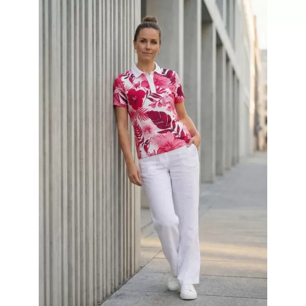  Frauenfunktional T -Shirt mit Premiumkragen ALTISPORT VOJ/ALW111TR05 ROSA BLUMEN 