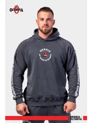 Gewaschener Kapuzenpullover HERITAGE 793 BLACK Nebbia