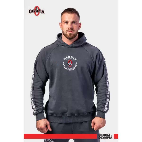  Gewaschener Kapuzenpullover HERITAGE 793 BLACK Nebbia 
