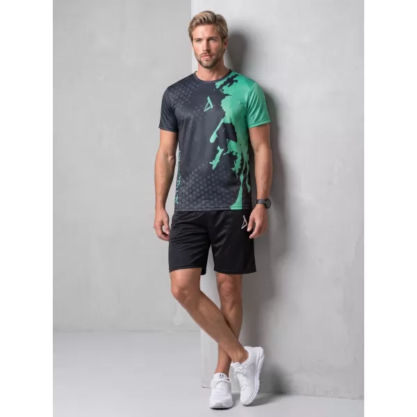  Männer funktionaler T -Shirt Premium ALTISPORT VOJ/ALM112TR01 SCHWARZ-TYRKYS 