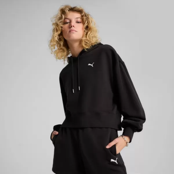  Damen Sweatshirt PUMA WARDROBE ESS RELAXED CROPPED HOODIE TR 629746-01 SCHWARZ 