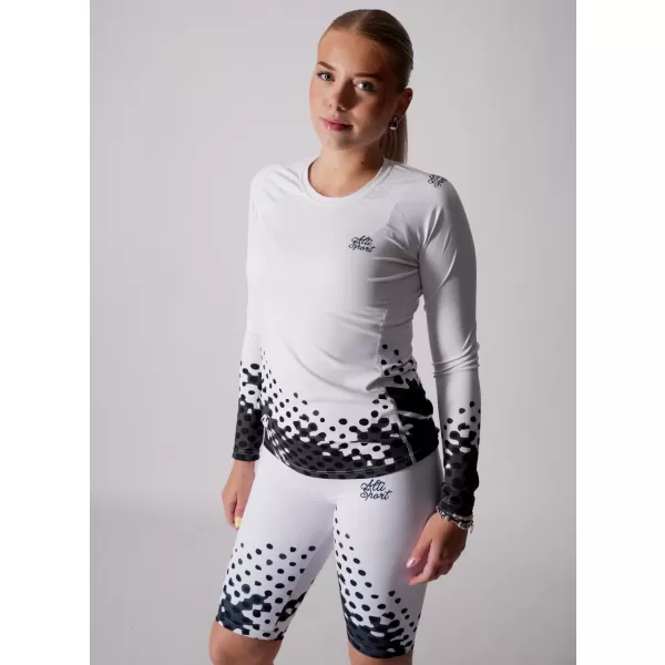  Frauen funktionales t -Shirt mit langen Ärmeln Premium ALTISPORT VOJ/ALW109TR03 WEIß -UND -SCHWARZ 