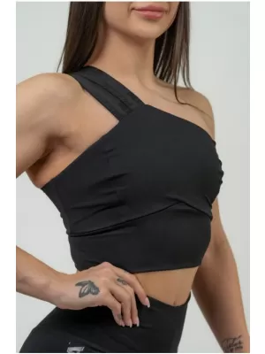 Damen-Sport-BH mit hoher Unterstützung INTENSE Asymmetric 841 BLACK/GOLD Nebbia