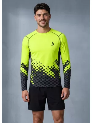 Funktionelle Kompression t -Shirt von Männern mit langarmiger Prämie ALTISPORT VOJ/ALM109TR03 FLUO GELB