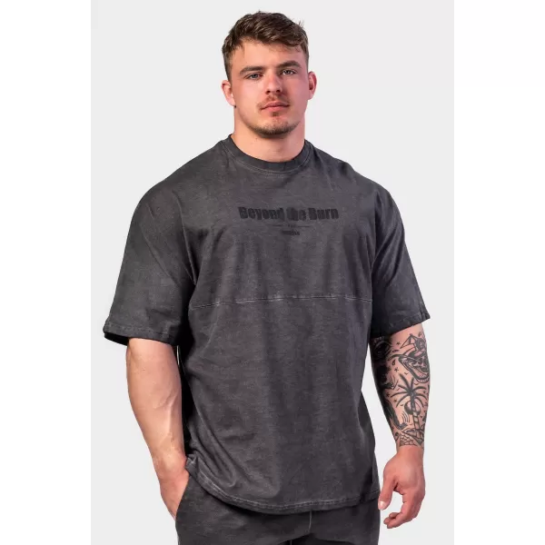  Ausgewaschenes, übergroßes T-Shirt NO SHORTCUTS 369 BLACK Nebbia 