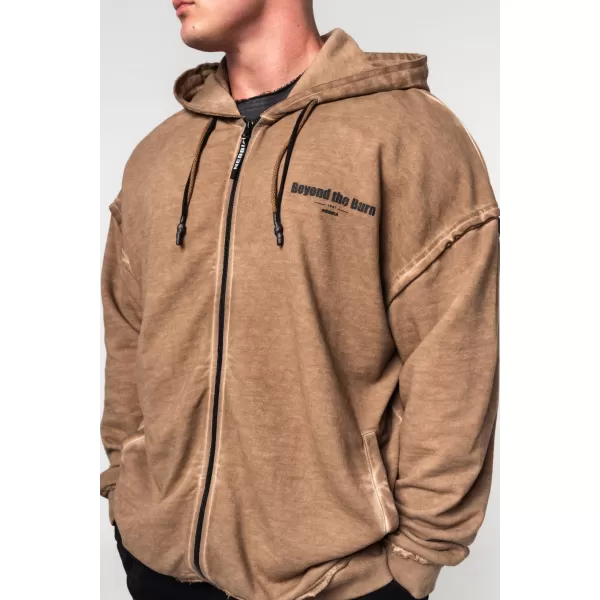  Ausgewaschenes Sweatshirt mit Reißverschluss GYM BRO 362 HELLBRAUN Nebbia 