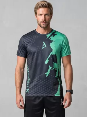 Männer funktionaler T -Shirt Premium ALTISPORT VOJ/ALM112TR01 SCHWARZ-TYRKYS