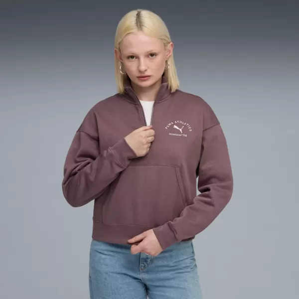 Damen Sweatshirt PUMA CLASS COMFORT HALF-ZIP SHORT CREW FL 688138-88 LILA 