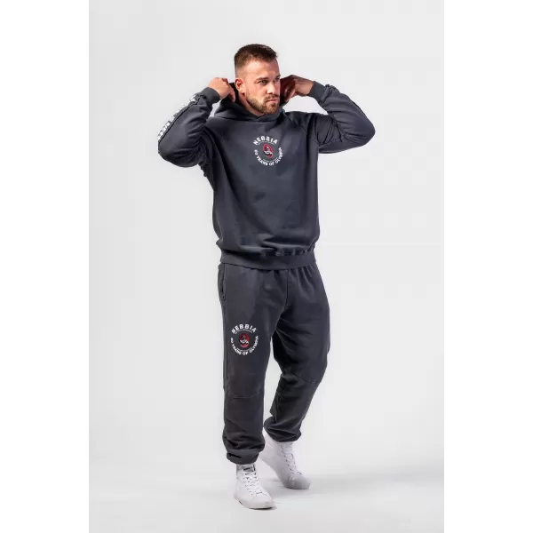  Gewaschener Kapuzenpullover HERITAGE 793 BLACK Nebbia 
