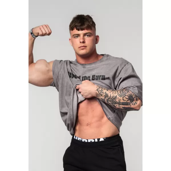  Schweres T-Shirt aus ausgewaschener Baumwolle GRIND 370 LIGHT GREY Nebbia 